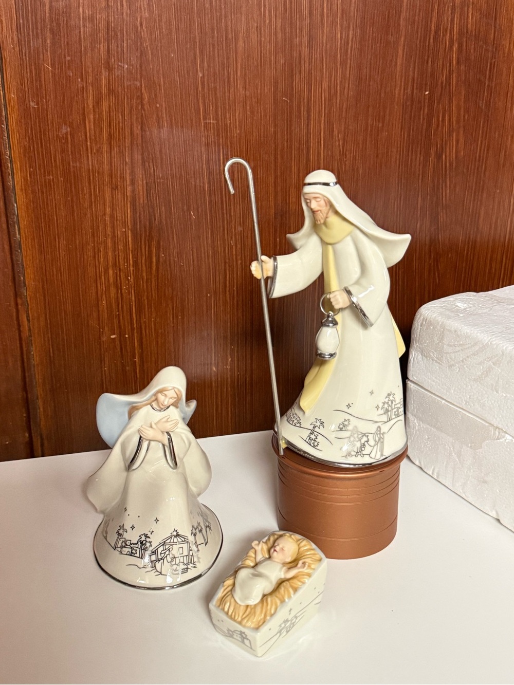 Hawthorne Village Silver Blessings Nativity collection Holy family set